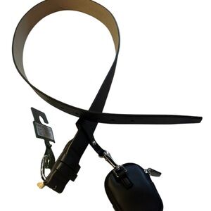 Black Leather Belt with Pouch
